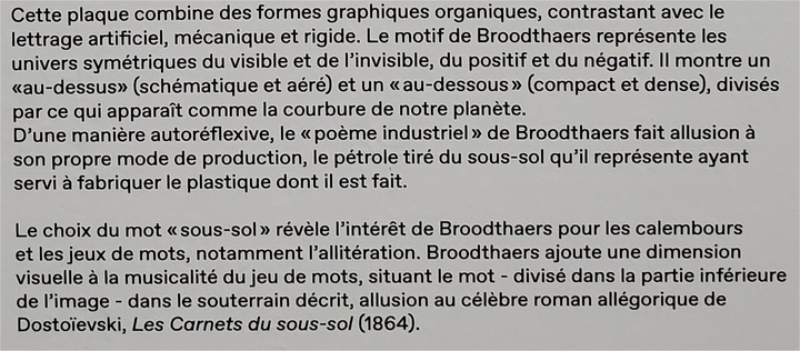 Broodthaers commentaire extrait du livret de l'exposition au Wiels