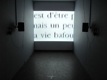 Chantal Maes, Take A Look From The Inside Lecture poétique, Christian Dotremont, 2004, Coll. MACS, vue expo BIP Liège, c. Maes.JPG