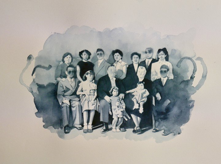 Famille Cammilleri, 2017, aquarelle sur papier  Giulia Andreani © Courtesy de l'artiste et de la Galerie Max Hetzler  Collection du MNHI.tiff