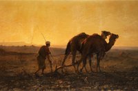 Gustave Guillaumet (1840-1887) : "Le Labour au soleil couchant"