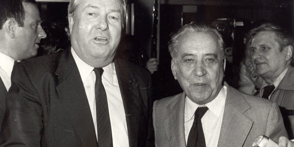 Jean-Marie Le Pen et Roger Nols à Schaerbeek 1984 (belgaimage-167496)