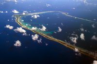 Vue aérienne de Majuro, un des atolls des îles Marshall