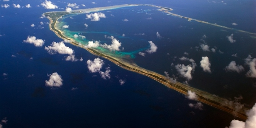 Vue aérienne de Majuro, un des atolls des îles Marshall