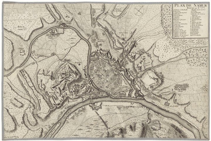 Plan de Namur en 1740 - gravé par C. Inselin - source : gallica.fr