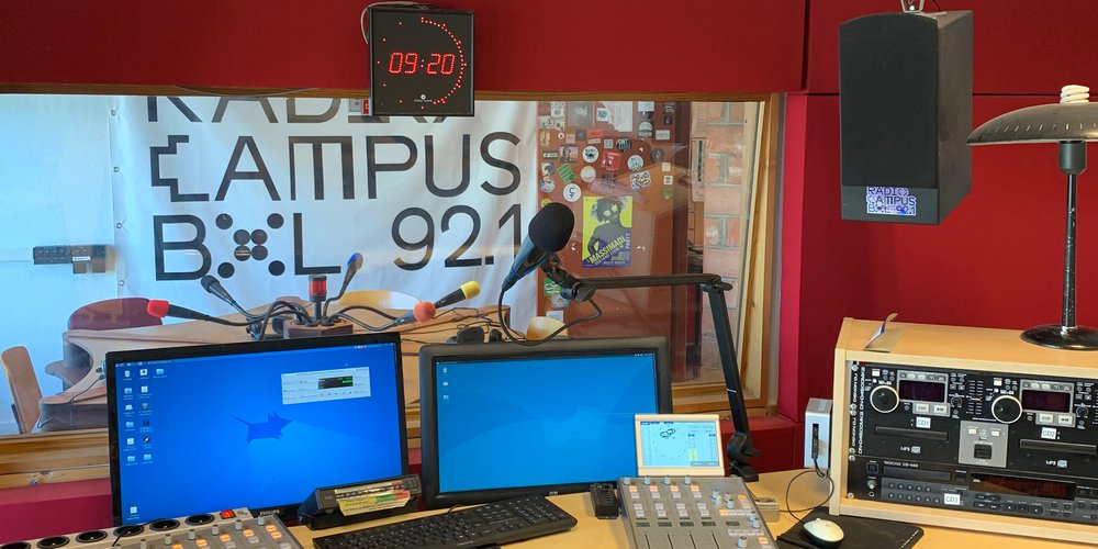 Radio Campus (Bruxelles) - studio, avril 2020