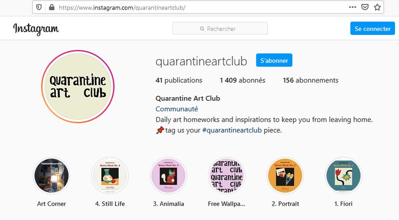 compte Instagram Quarantine Art Club