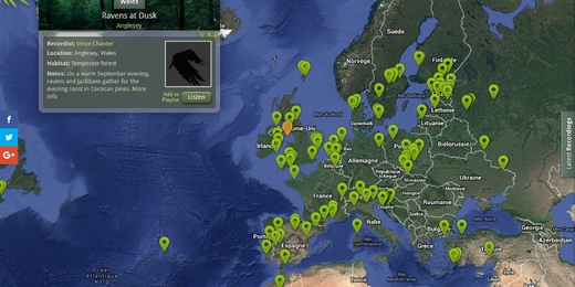 capture d'écran du site Nature Sound Map